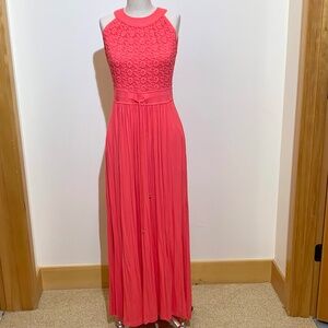 🎉Host Pick‼️ 🌸Coral Color Calvin Klein Button Halter Neck Maxi✨✨✨